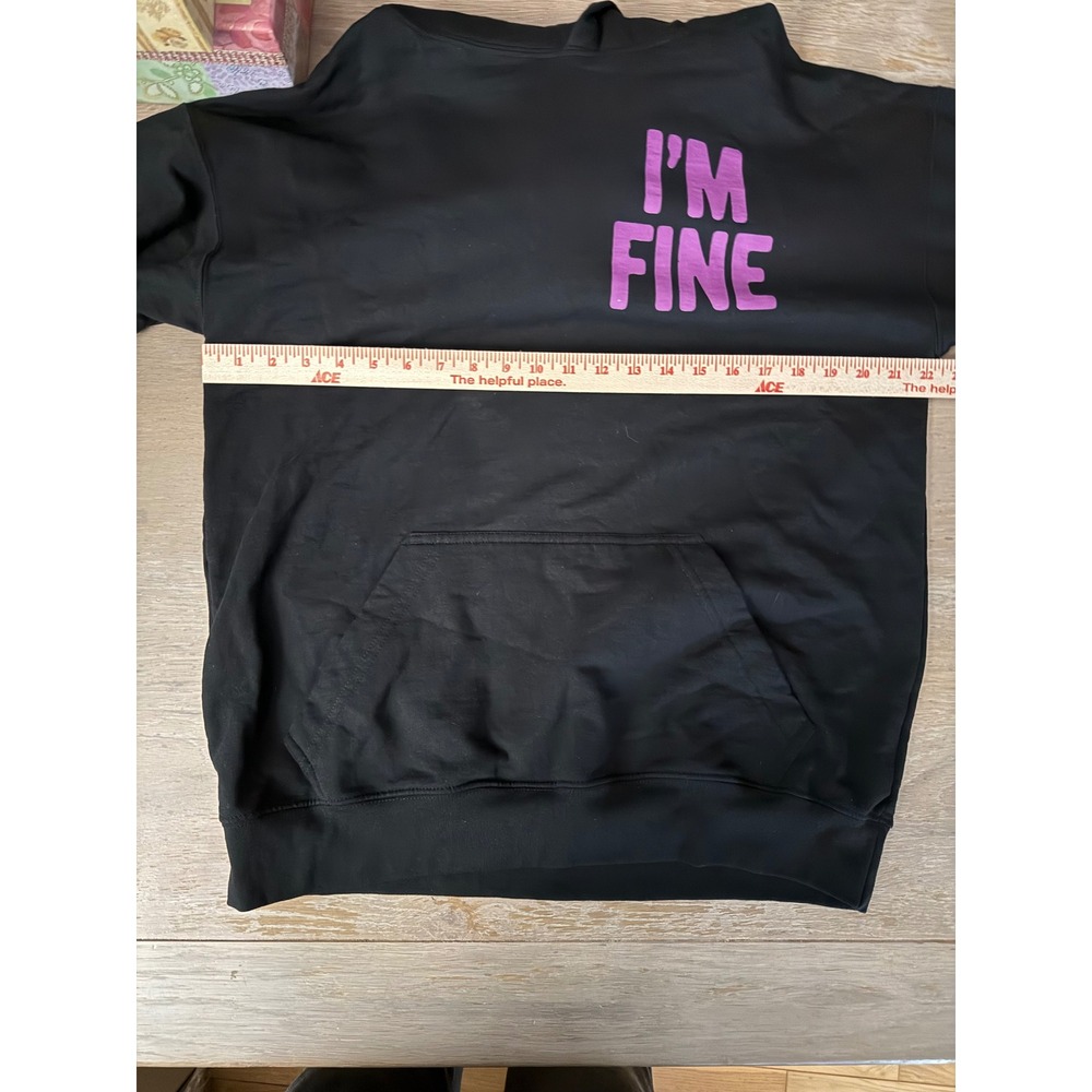 Assholes*s Live Forever Eeyore I'M FINE Black Graphic Hoodie Mens Large - Picture 6 of 7